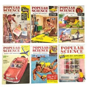 Lot of 6 Popular Science Magazines Mechanics Auto Homebuilding 1952-1954 1950's